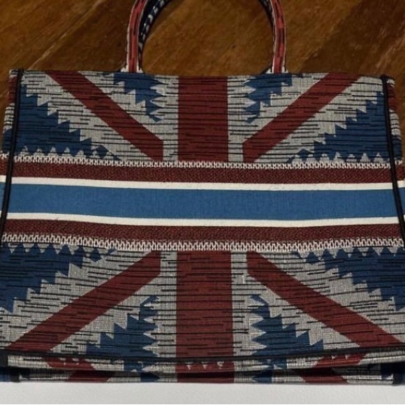 Dior Multicolor Embroidered Canvas Union Jack Flag Book Tote - Picture 2 of 12
